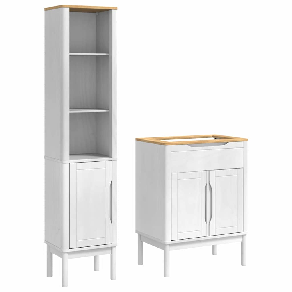 vidaXL Zestaw mebli łazienkowych FLORO 2 pcs Biały Lite drewno sosnowe