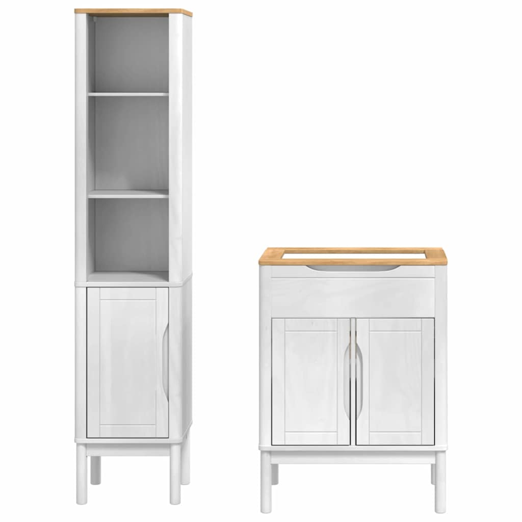 vidaXL Zestaw mebli łazienkowych FLORO 2 pcs Biały Lite drewno sosnowe