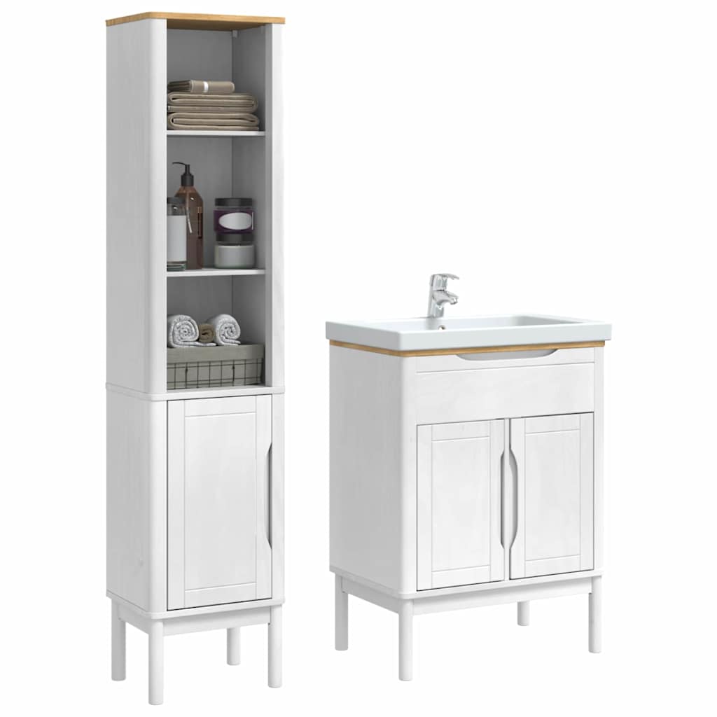 vidaXL Zestaw mebli łazienkowych FLORO 2 pcs Biały Lite drewno sosnowe