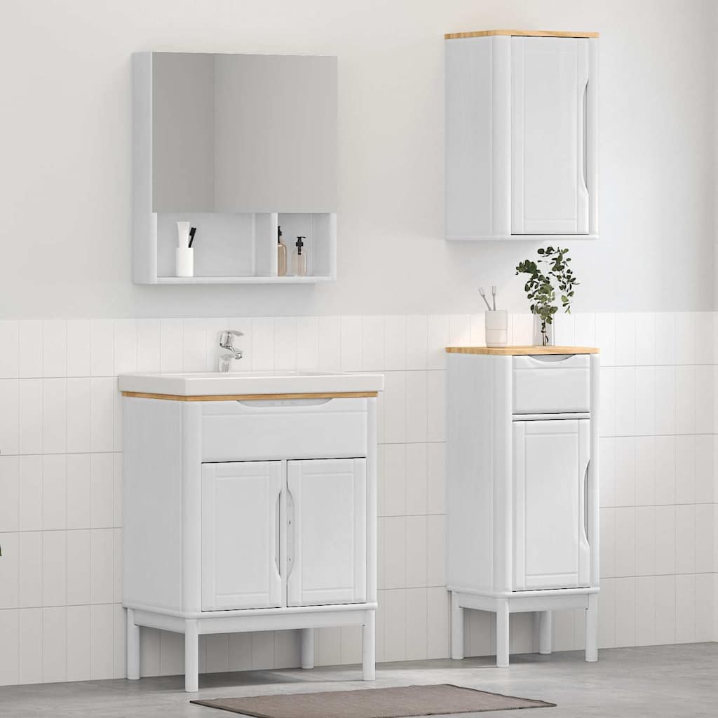 vidaXL Zestaw mebli łazienkowych FLORO 3 pcs Biały Lite drewno sosnowe