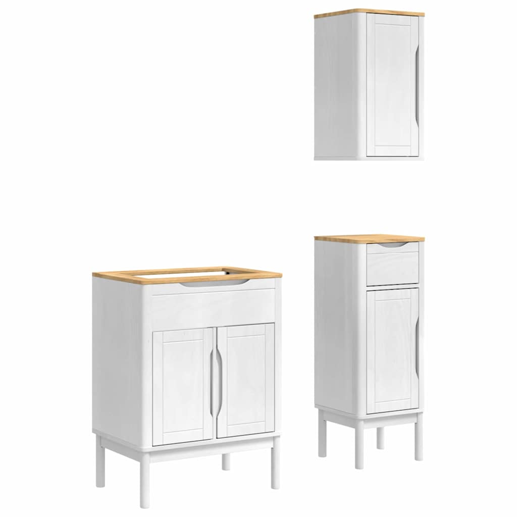 vidaXL Zestaw mebli łazienkowych FLORO 3 pcs Biały Lite drewno sosnowe