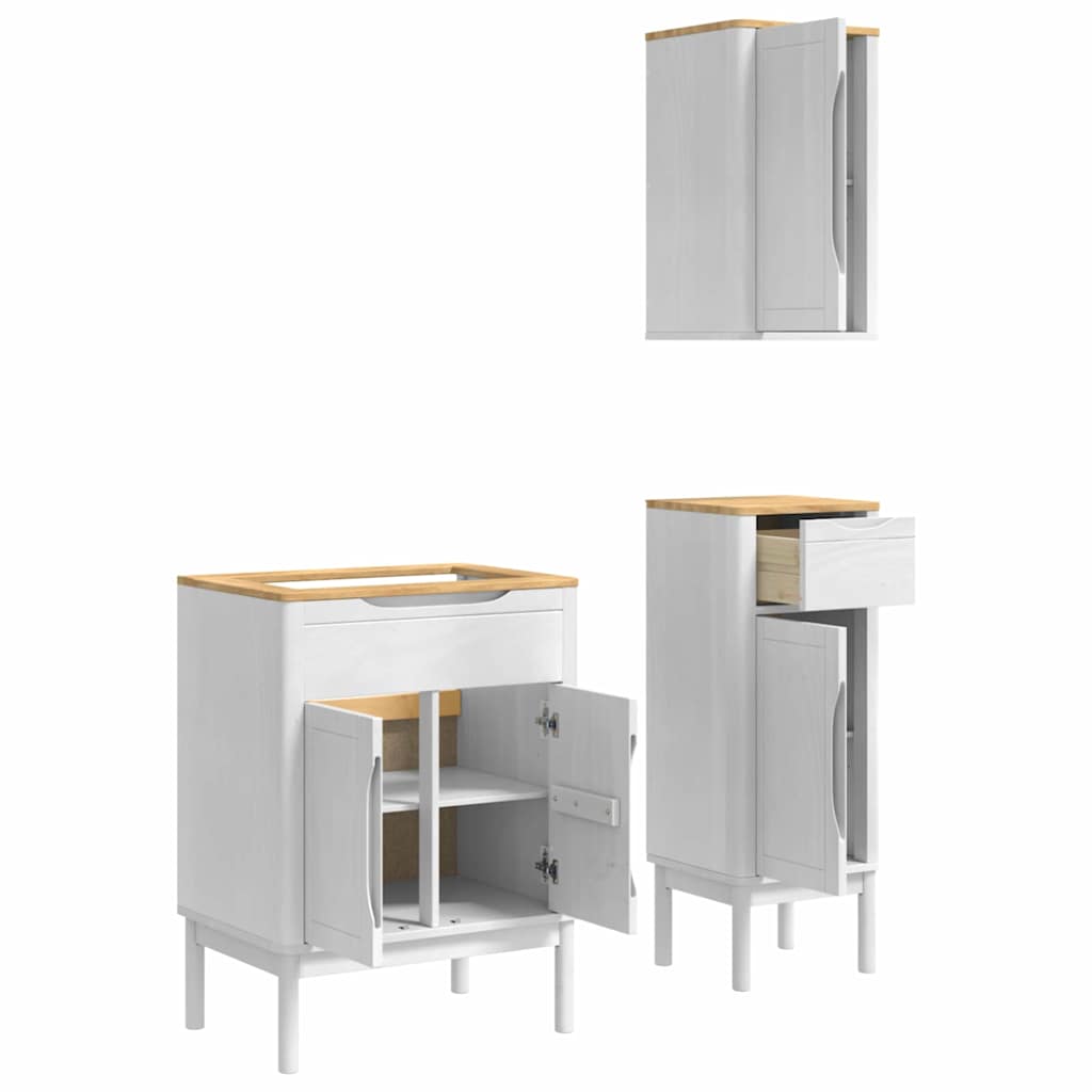 vidaXL Zestaw mebli łazienkowych FLORO 3 pcs Biały Lite drewno sosnowe