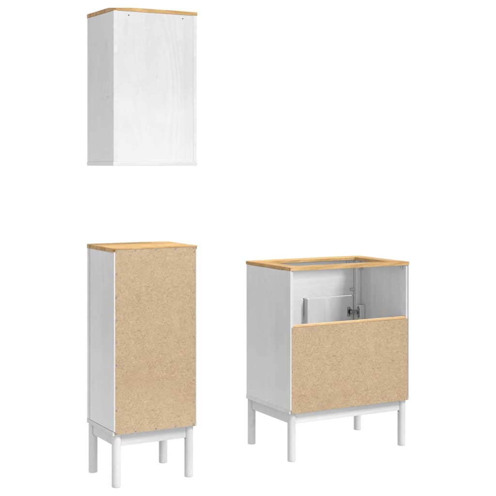 vidaXL Zestaw mebli łazienkowych FLORO 3 pcs Biały Lite drewno sosnowe