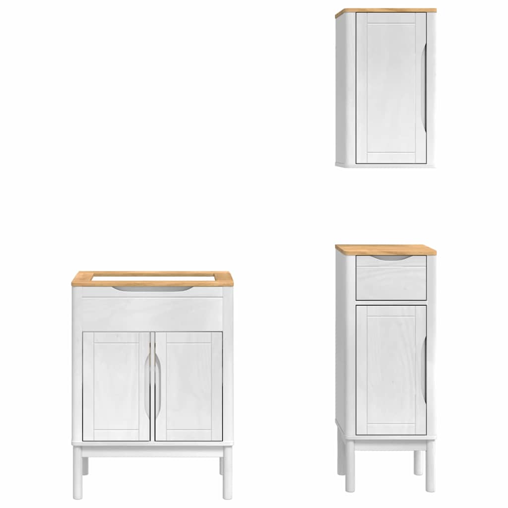 vidaXL Zestaw mebli łazienkowych FLORO 3 pcs Biały Lite drewno sosnowe