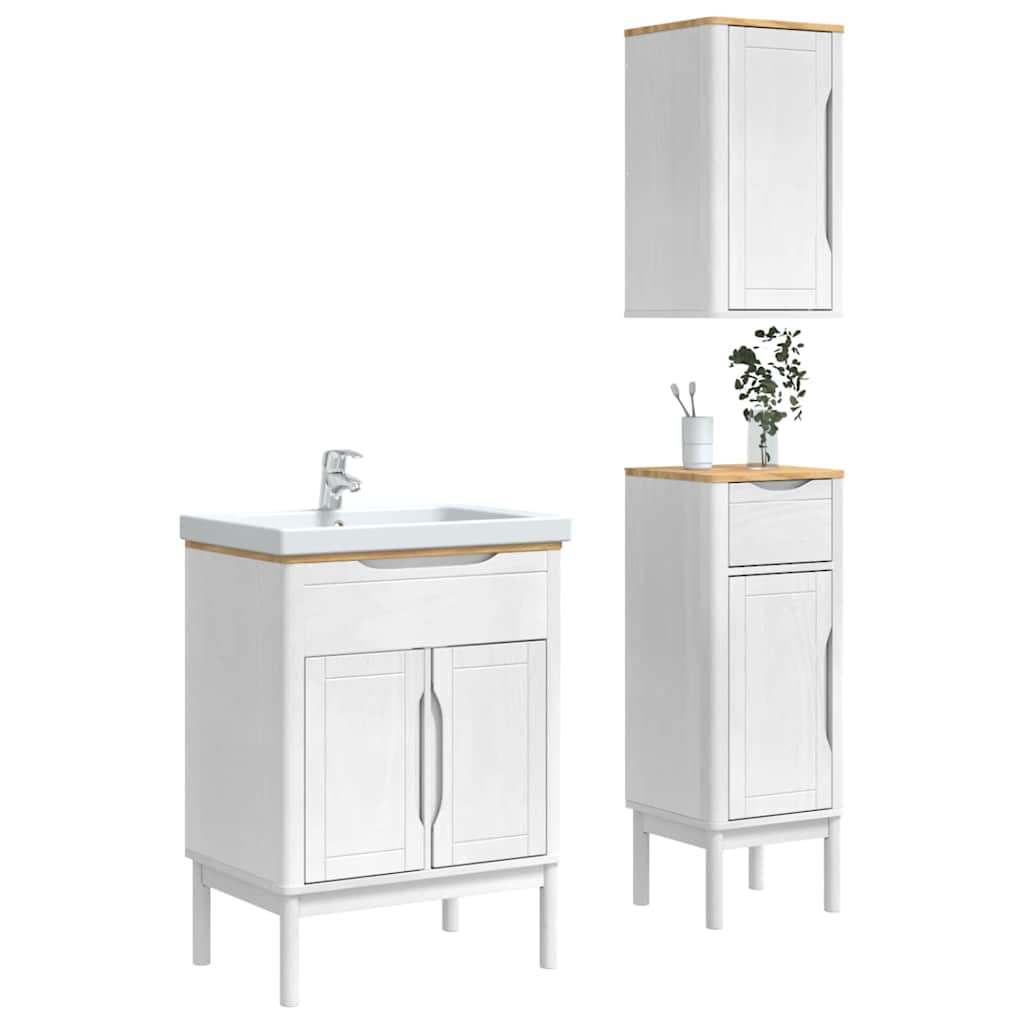 vidaXL Zestaw mebli łazienkowych FLORO 3 pcs Biały Lite drewno sosnowe