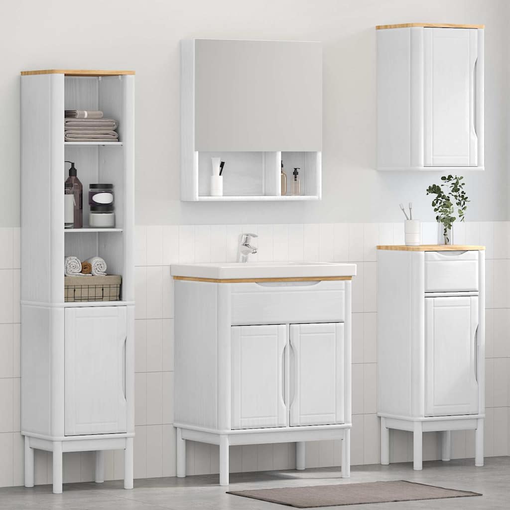 vidaXL Zestaw mebli łazienkowych FLORO 4 pcs Biały Lite drewno sosnowe