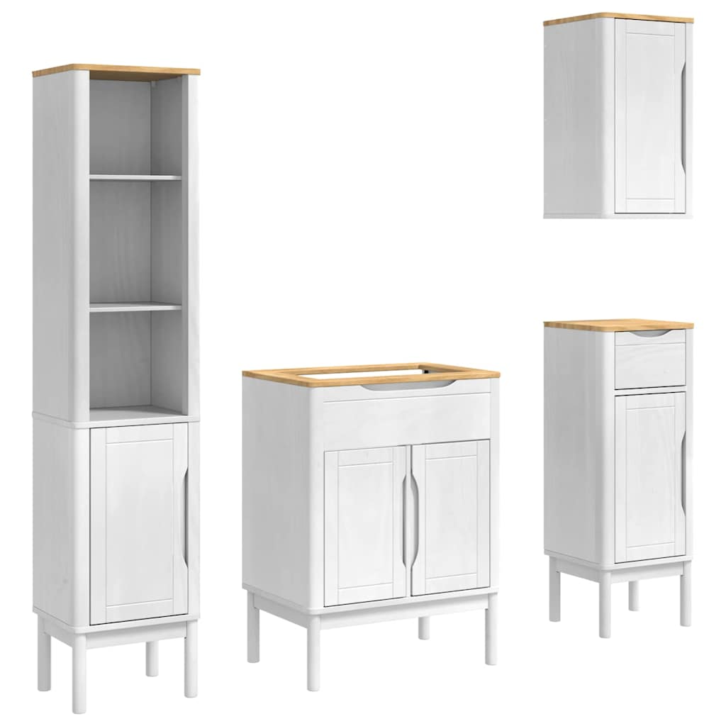 vidaXL Zestaw mebli łazienkowych FLORO 4 pcs Biały Lite drewno sosnowe