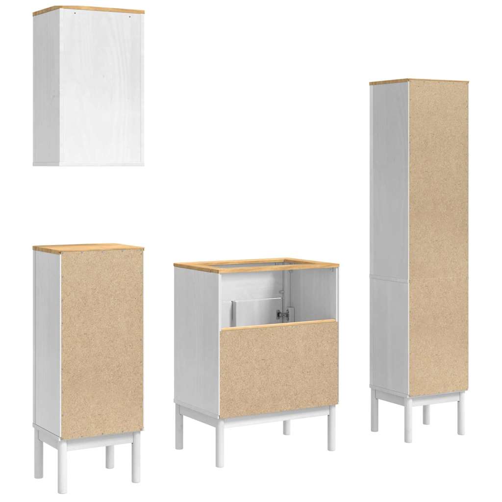 vidaXL Zestaw mebli łazienkowych FLORO 4 pcs Biały Lite drewno sosnowe