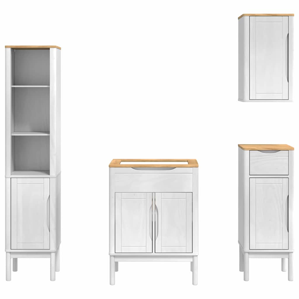 vidaXL Zestaw mebli łazienkowych FLORO 4 pcs Biały Lite drewno sosnowe