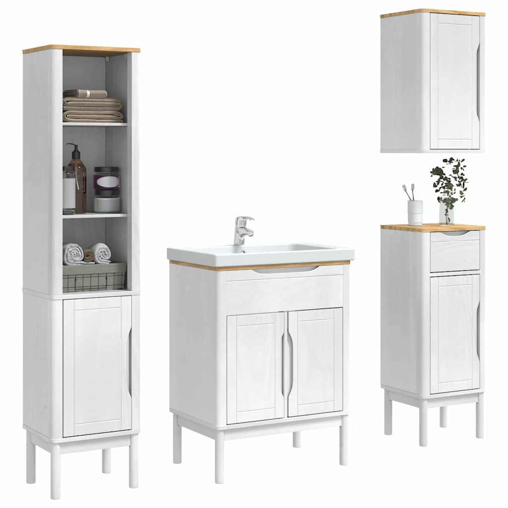 vidaXL Zestaw mebli łazienkowych FLORO 4 pcs Biały Lite drewno sosnowe