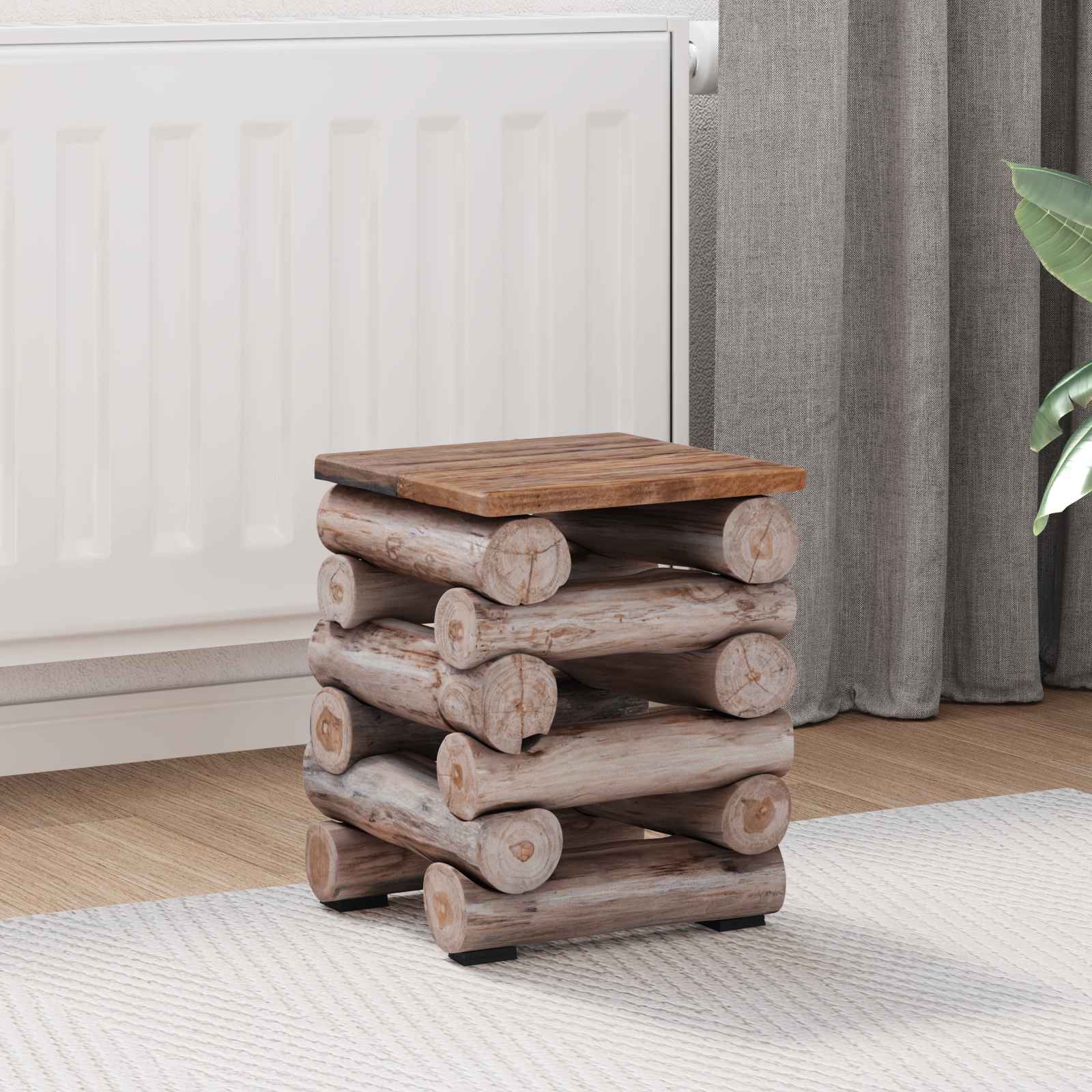 vidaXL Halka Naturalny 30 x 30 x 38 cm Lite drewno teakowe