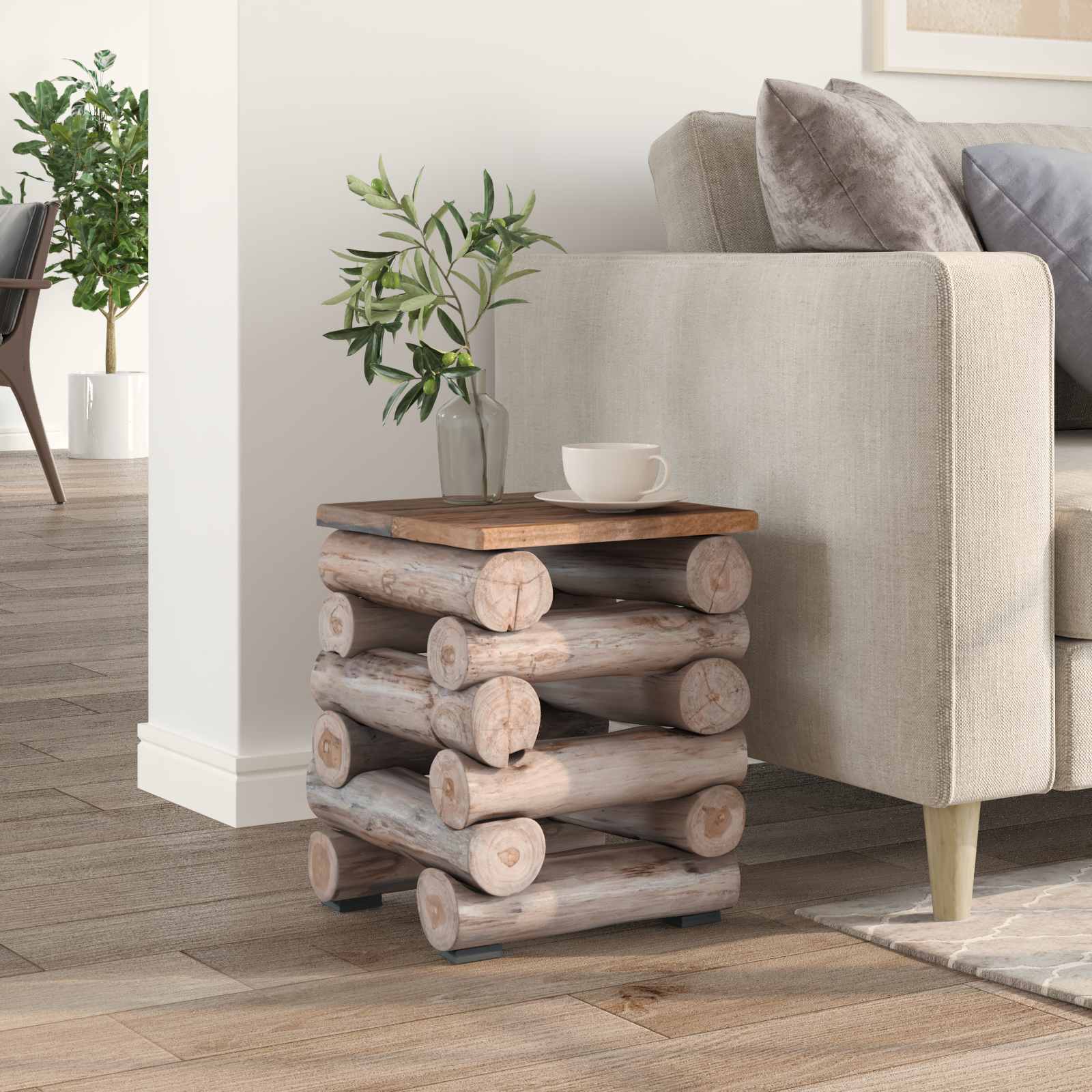 vidaXL Halka Naturalny 30 x 30 x 38 cm Lite drewno teakowe