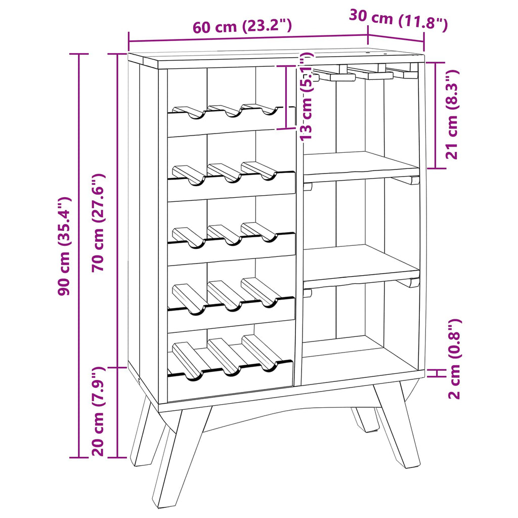 vidaXL Stojak Brązowy 60 x 30 x 90 cm Lite Drewno Recyklingowe