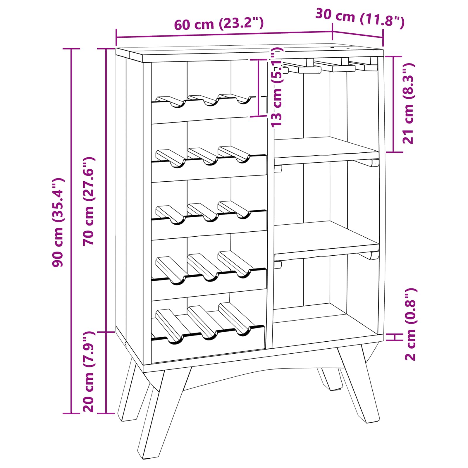 vidaXL Stojak Brązowy 60 x 30 x 90 cm Lite Drewno Recyklingowe