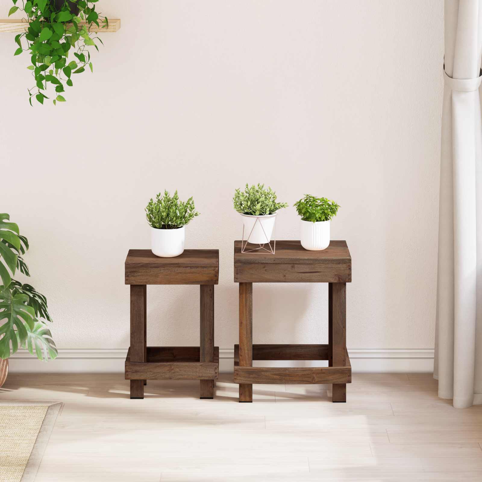 vidaXL Stojak na rośliny 2 pcs Brązowy 70 x 11 x 27 cm