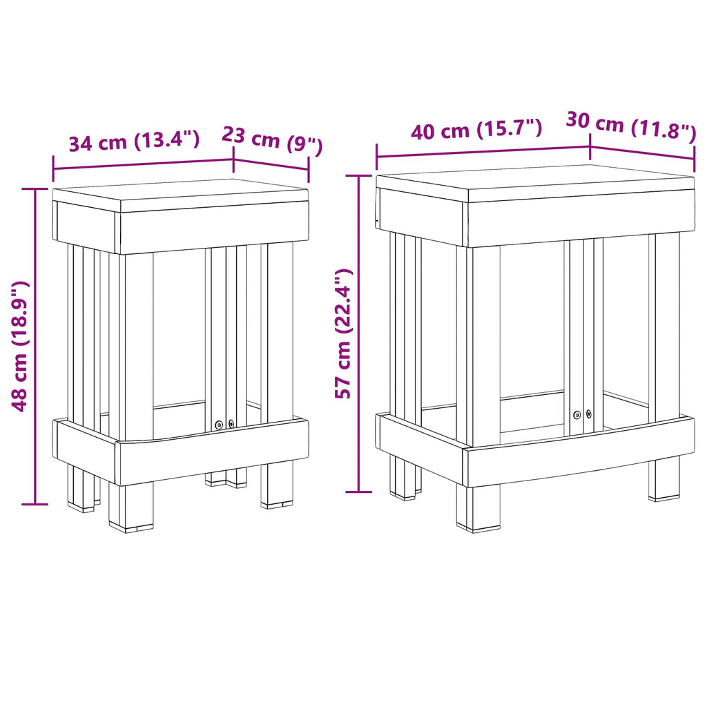 vidaXL Stojak na rośliny 2 pcs Brązowy 70 x 11 x 27 cm