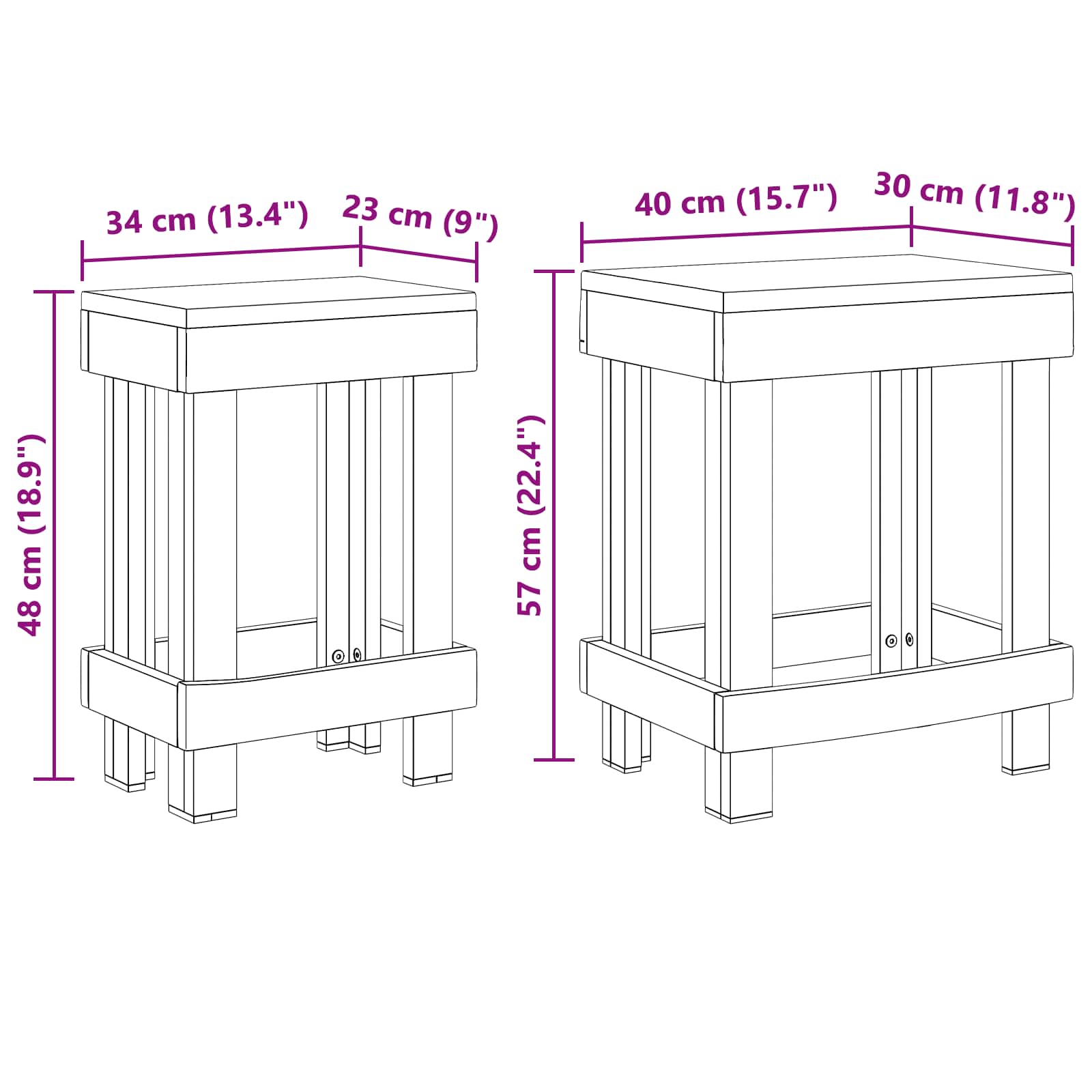 vidaXL Stojak na rośliny 2 pcs Brązowy 70 x 11 x 27 cm