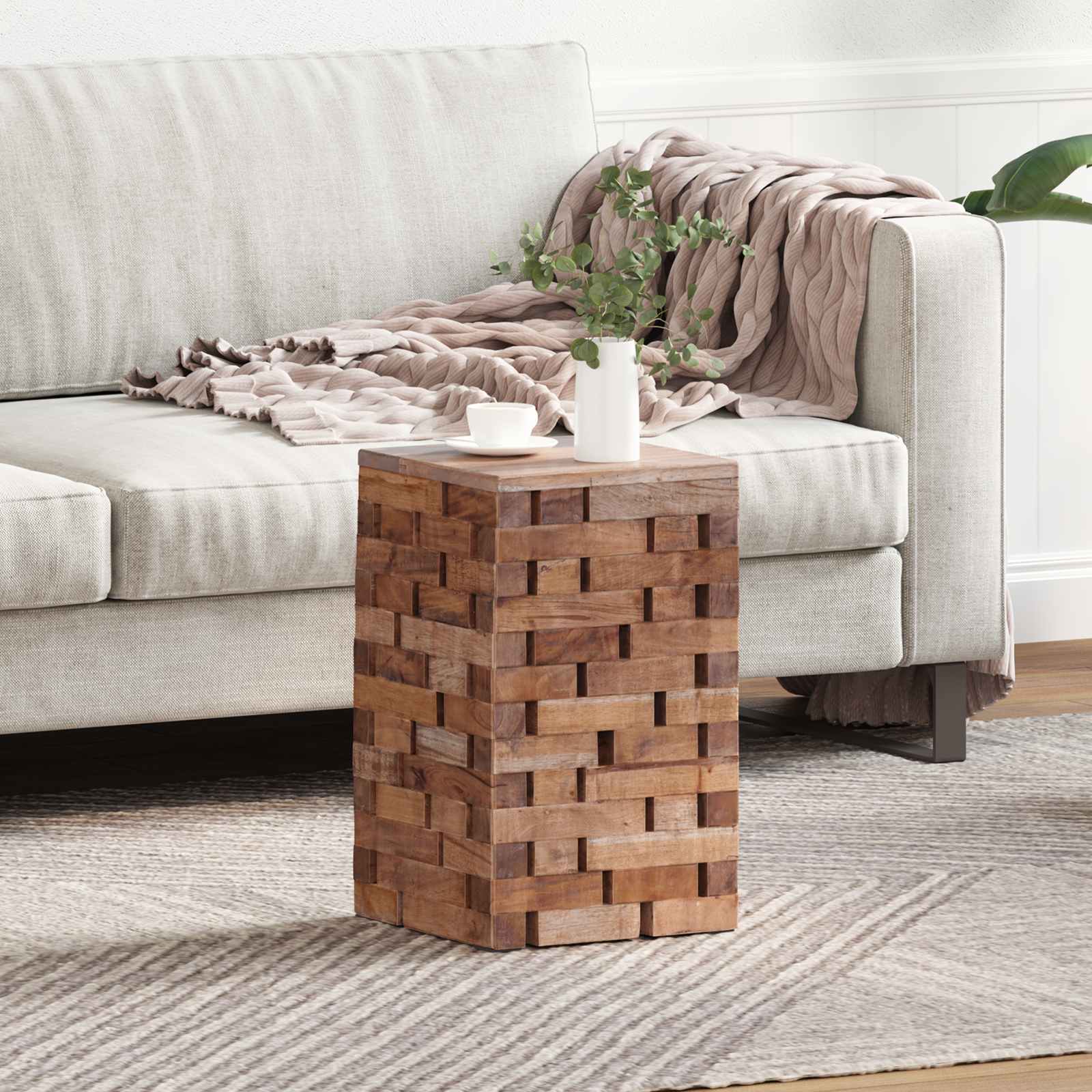 vidaXL Halka Naturalny 29 x 29 x 48 cm Lite drewno z odzysku