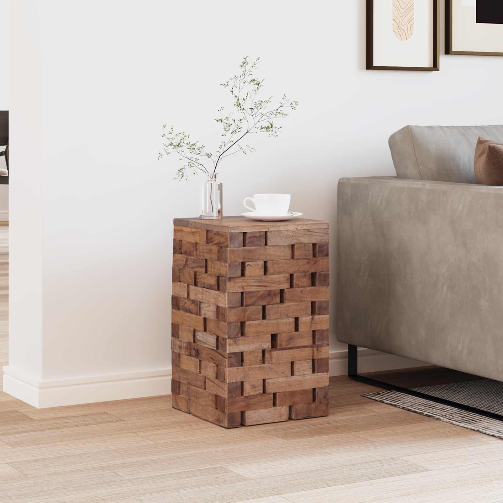 vidaXL Halka Naturalny 29 x 29 x 48 cm Lite drewno z odzysku