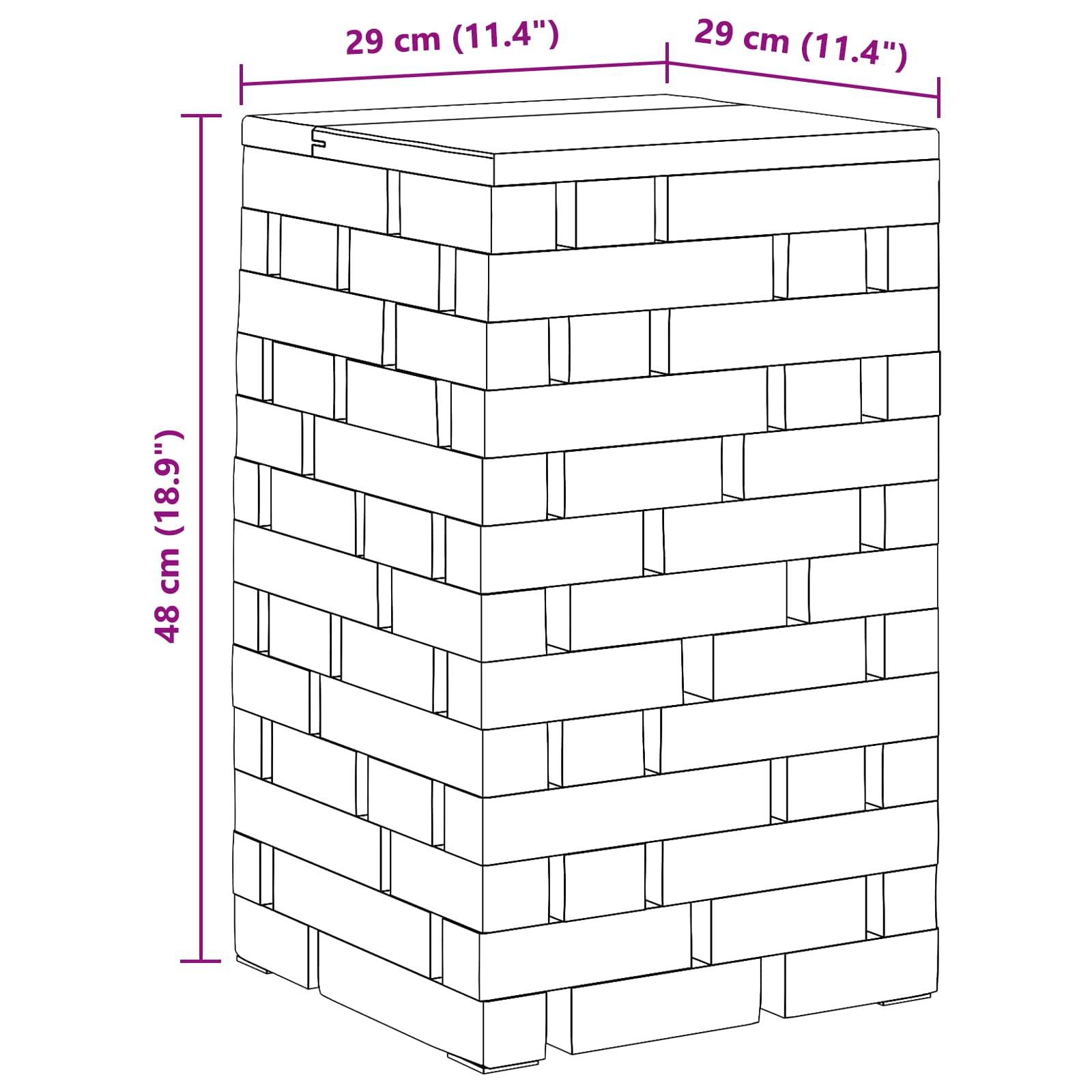 vidaXL Halka Naturalny 29 x 29 x 48 cm Lite drewno z odzysku