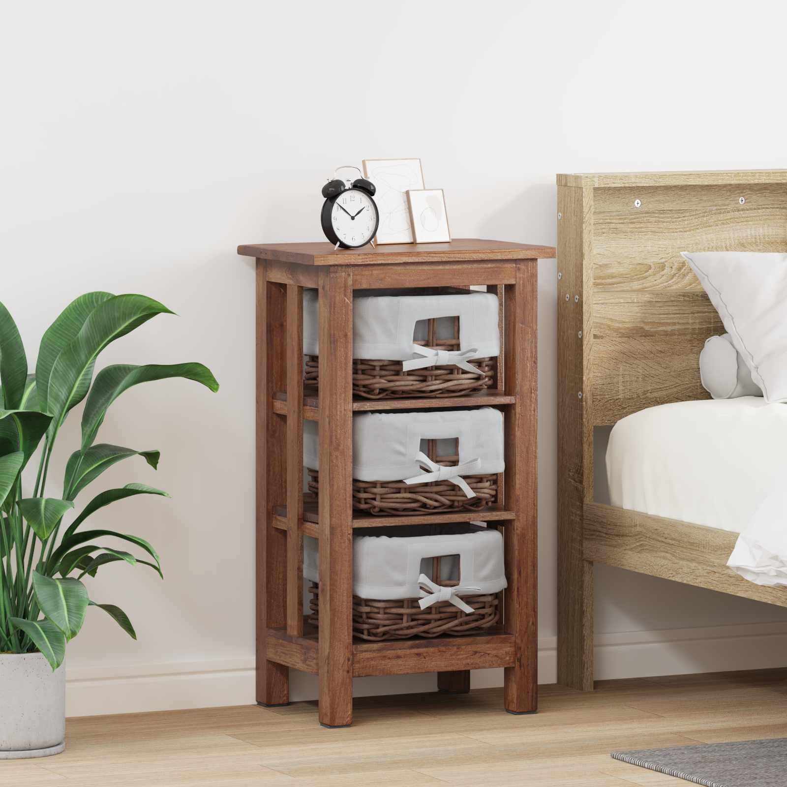vidaXL Stolik boczny Brązowy 38 x 28 x 72 cm Lite drewno mahoniowe
