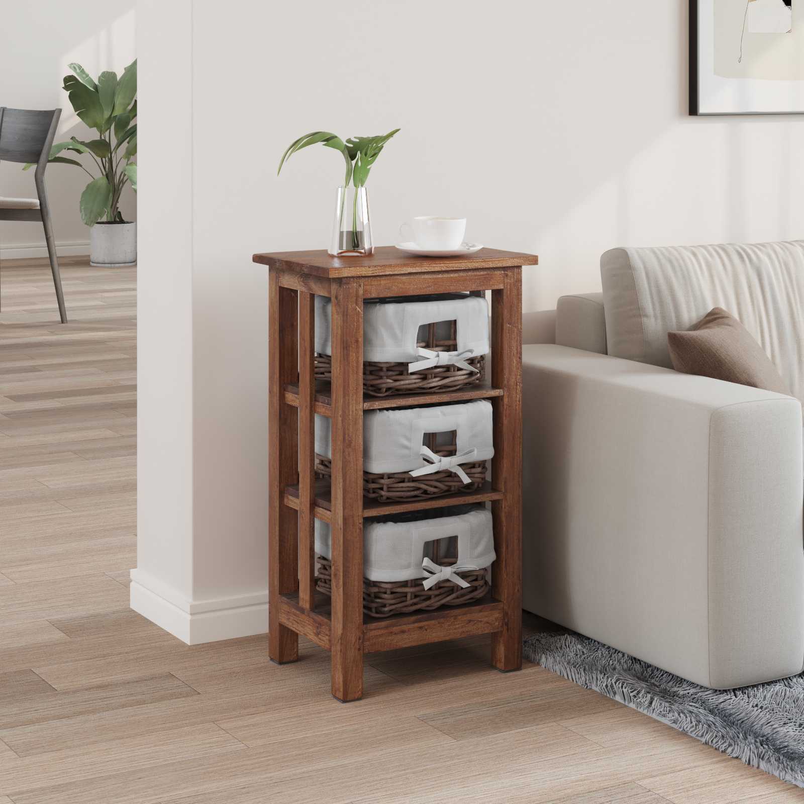 vidaXL Stolik boczny Brązowy 38 x 28 x 72 cm Lite drewno mahoniowe