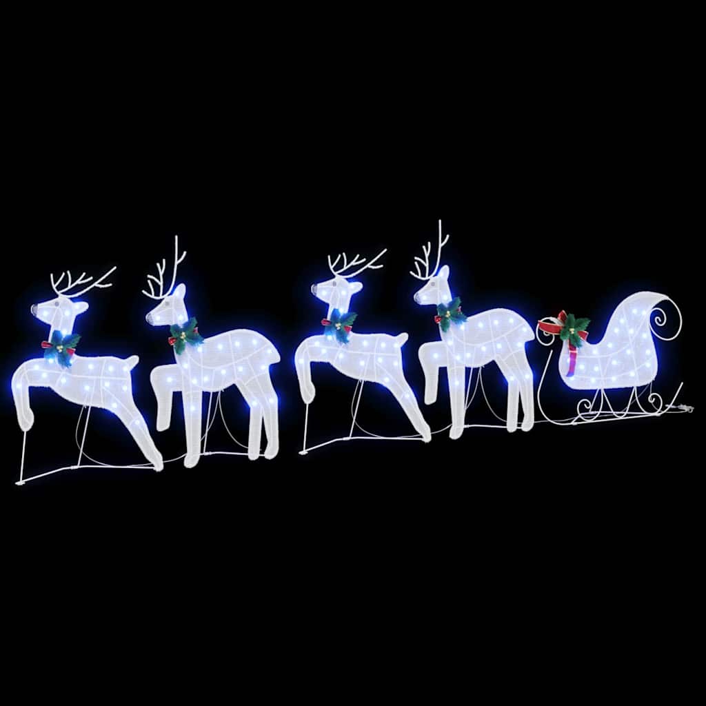 vidaXL LED Renifery 5 pcs Biały tkanina