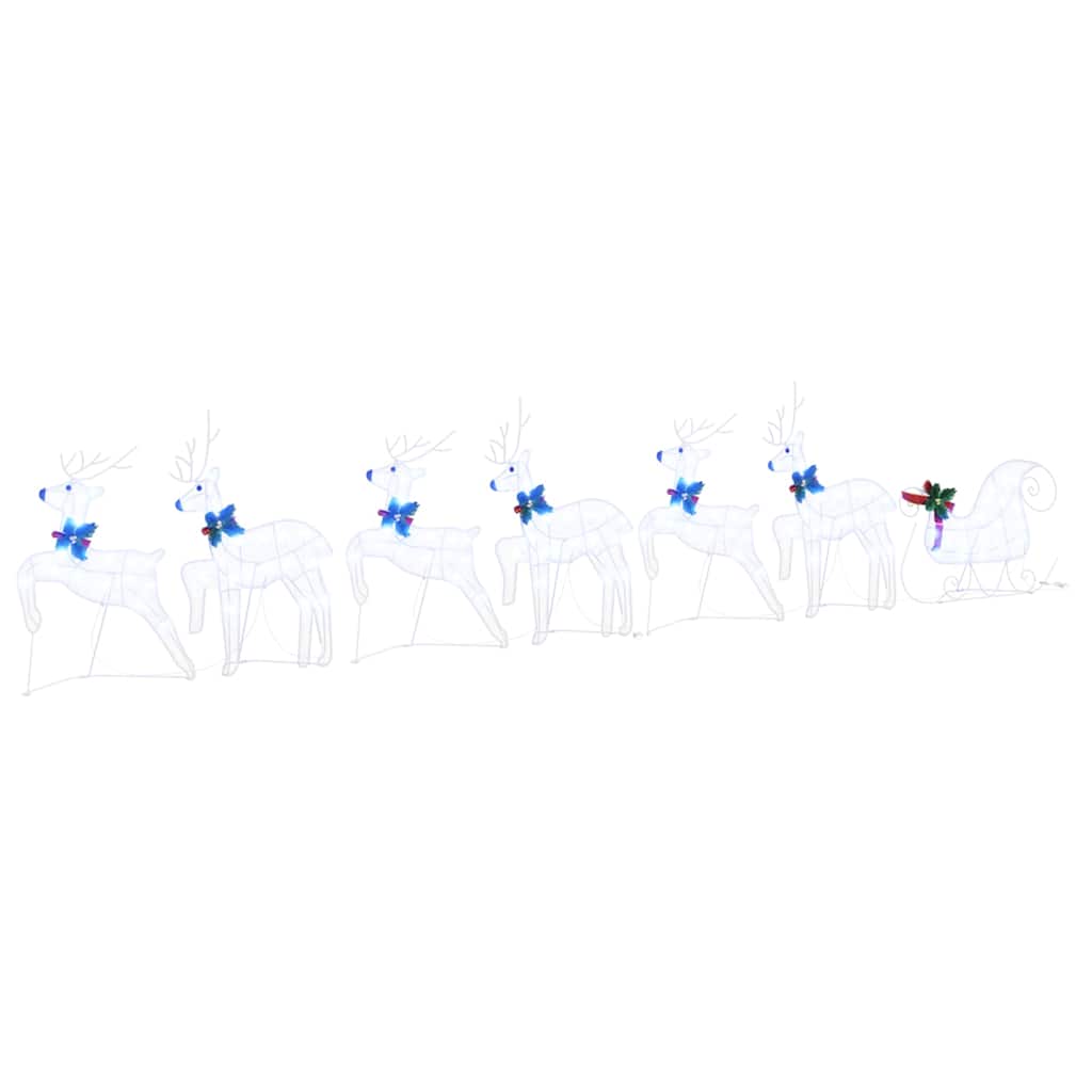 vidaXL LED Renifery 7 pcs Biały tkanina