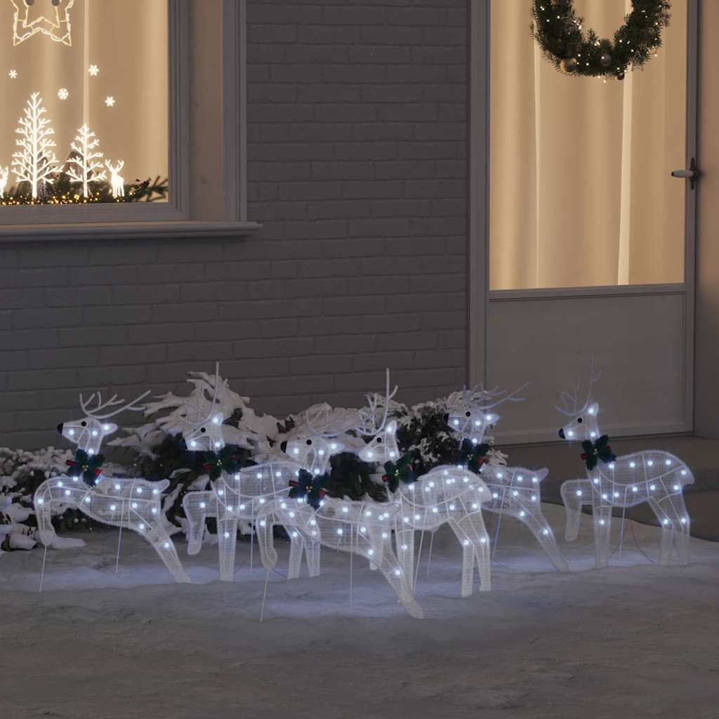 vidaXL LED Renifery 6 pcs Biały tkanina