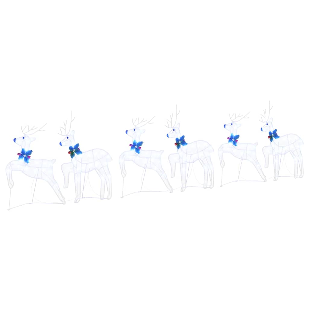 vidaXL LED Renifery 6 pcs Biały tkanina