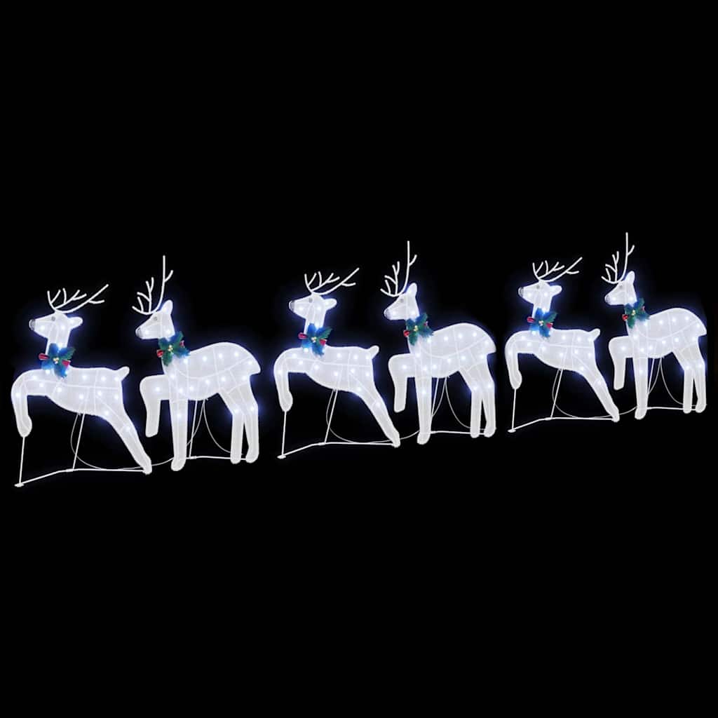 vidaXL LED Renifery 6 pcs Biały tkanina