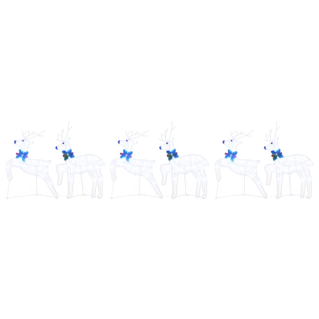 vidaXL LED Renifery 6 pcs Biały tkanina