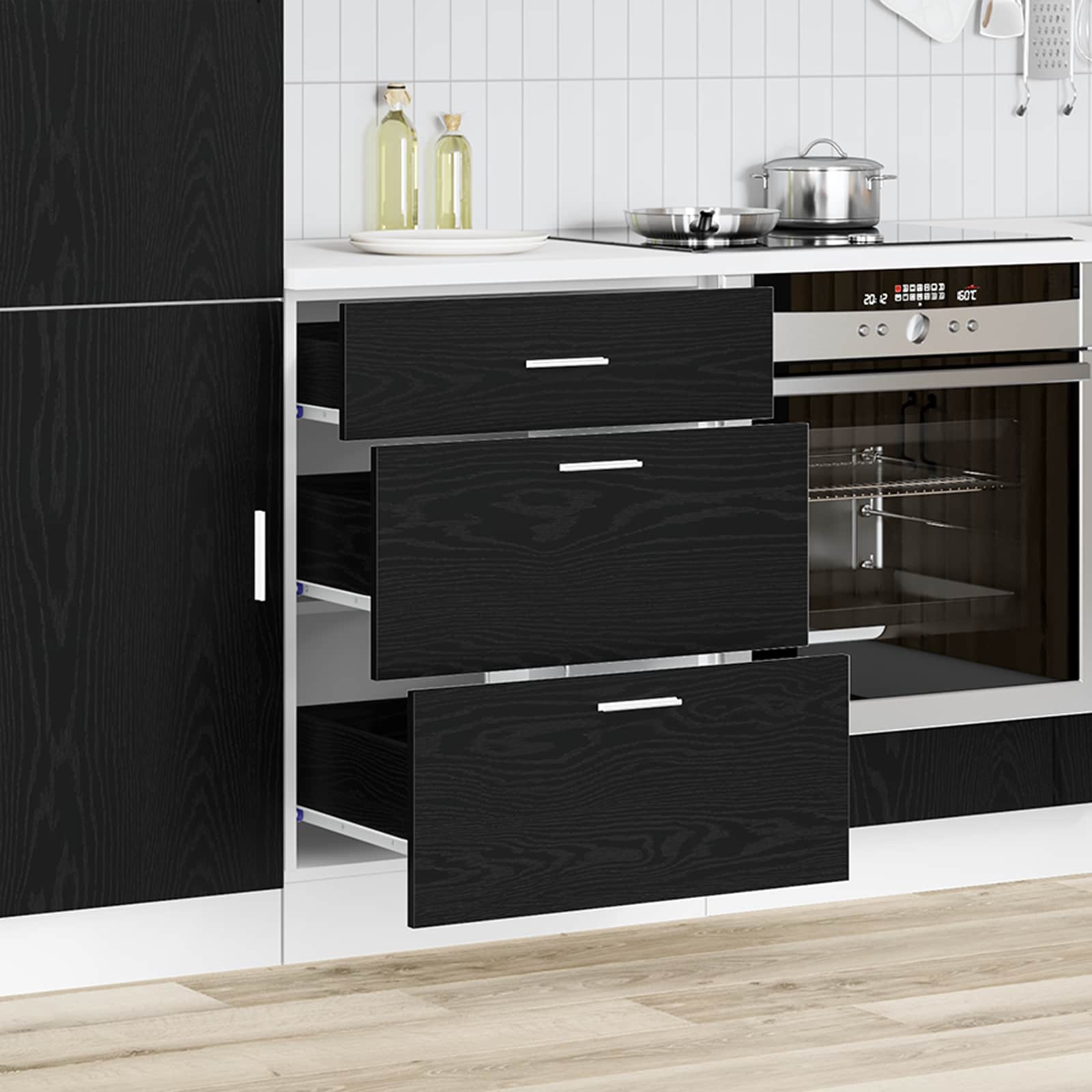 vidaXL Szafka kuchenne podstawowa Czarny Dąb 60 x 46 x 81,5 cm