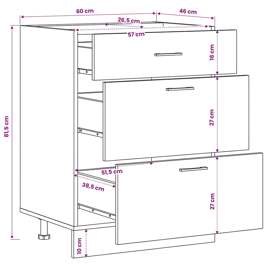 vidaXL Szafka kuchenne podstawowa Czarny Dąb 60 x 46 x 81,5 cm