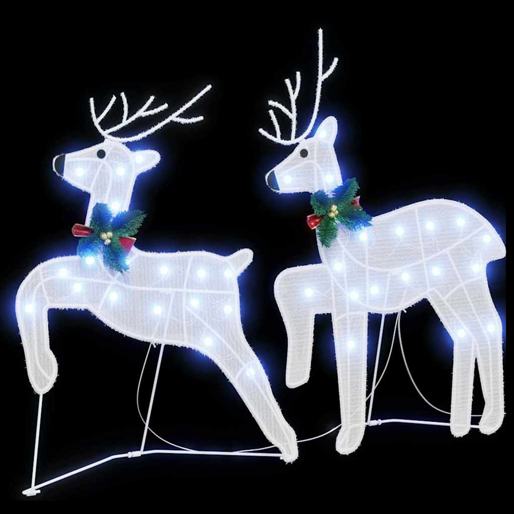 vidaXL LED Renifery 2 pcs Zimna Biała tkanina