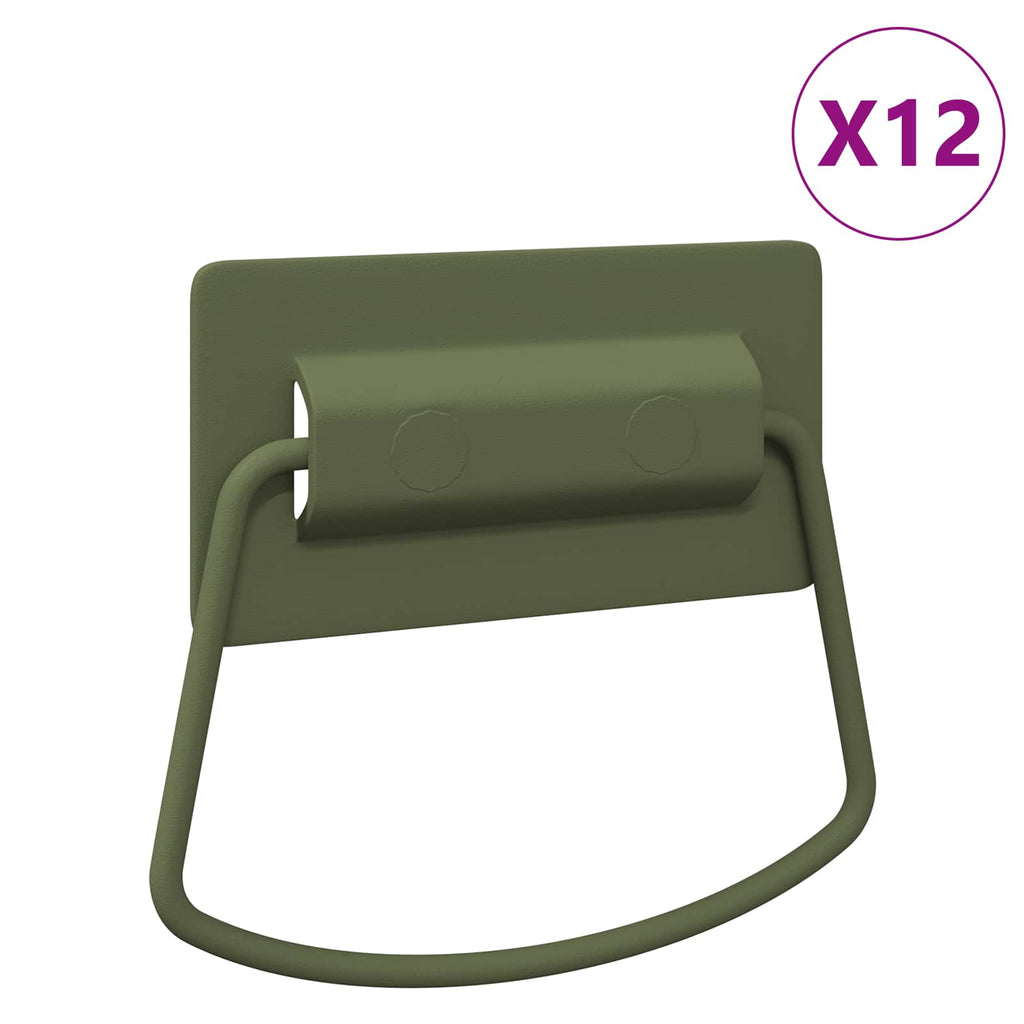 vidaXL Uchwyty do szafek 12 pcs Zielony oliwkowy 85 x 45 mm Metal