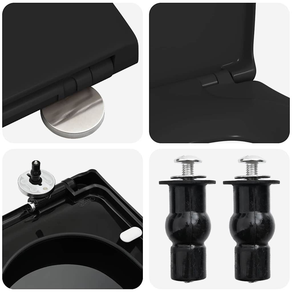 vidaXL Deska toaletowa Czarny 48 x 36,5 x 4,5 cm polipropylen