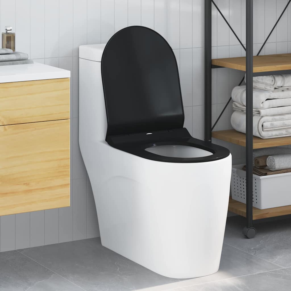 vidaXL Deska toaletowa Czarny 50 x 36,5 x 5 cm polipropylen