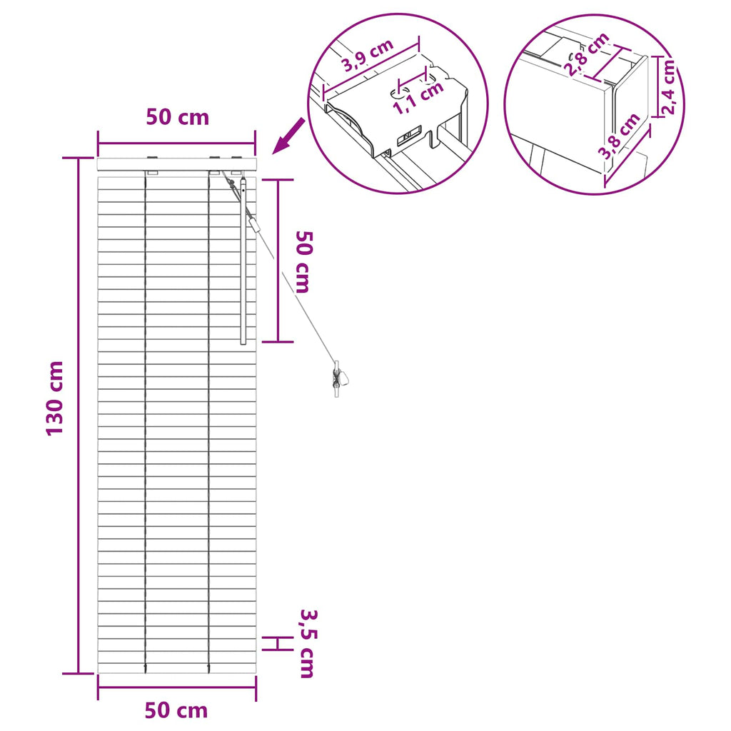 vidaXL Żaluzja wenecka Biały 50 x 130 cm 35 mm