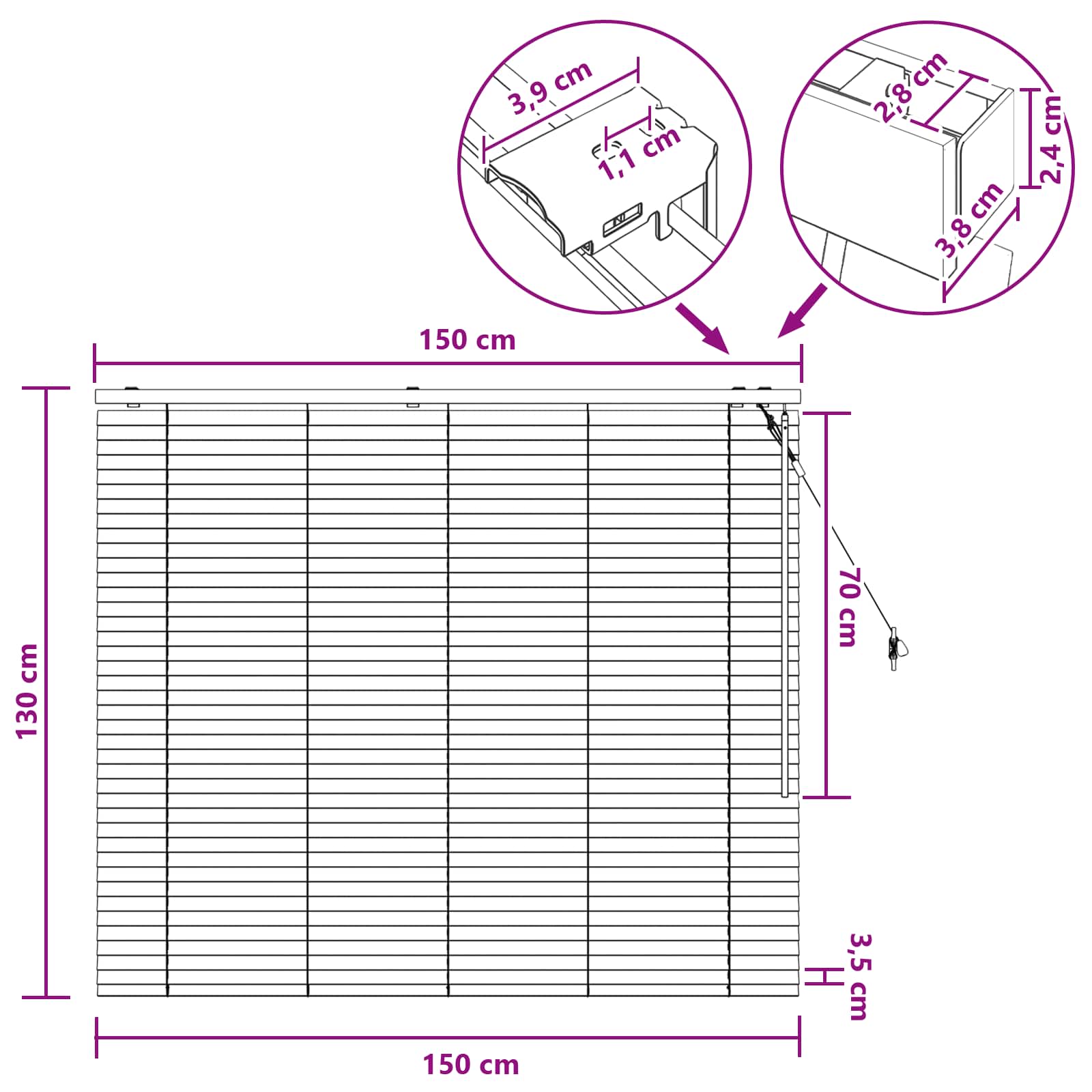 vidaXL Żaluzja wenecka Biały 150 x 130 cm 35 mm