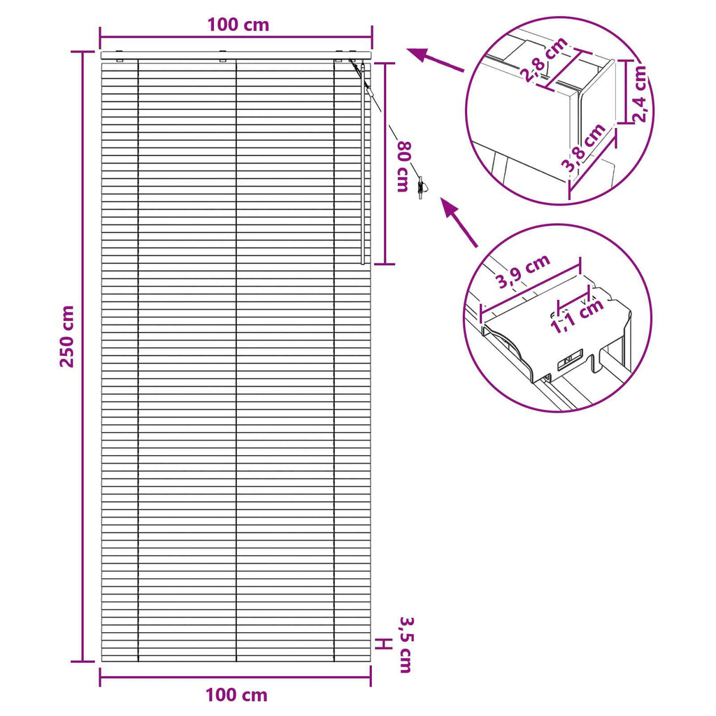 vidaXL Żaluzja wenecka Biały 100 x 250 cm 35 mm