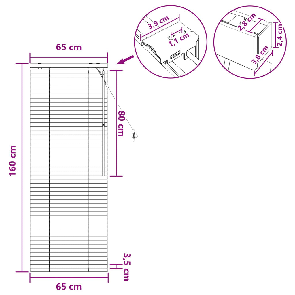 vidaXL Żaluzja wenecka Czarny 65 x 160 cm 35 mm