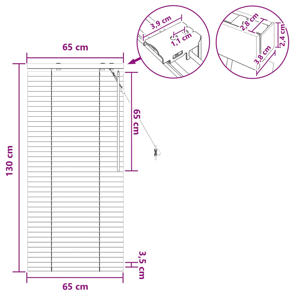 vidaXL Żaluzja wenecka Ciemny brąz 65 x 130 cm 35 mm
