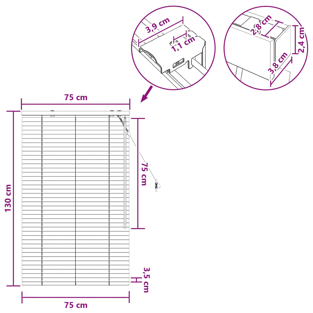 vidaXL Żaluzja wenecka Ciemny brąz 75 x 130 cm 35 mm