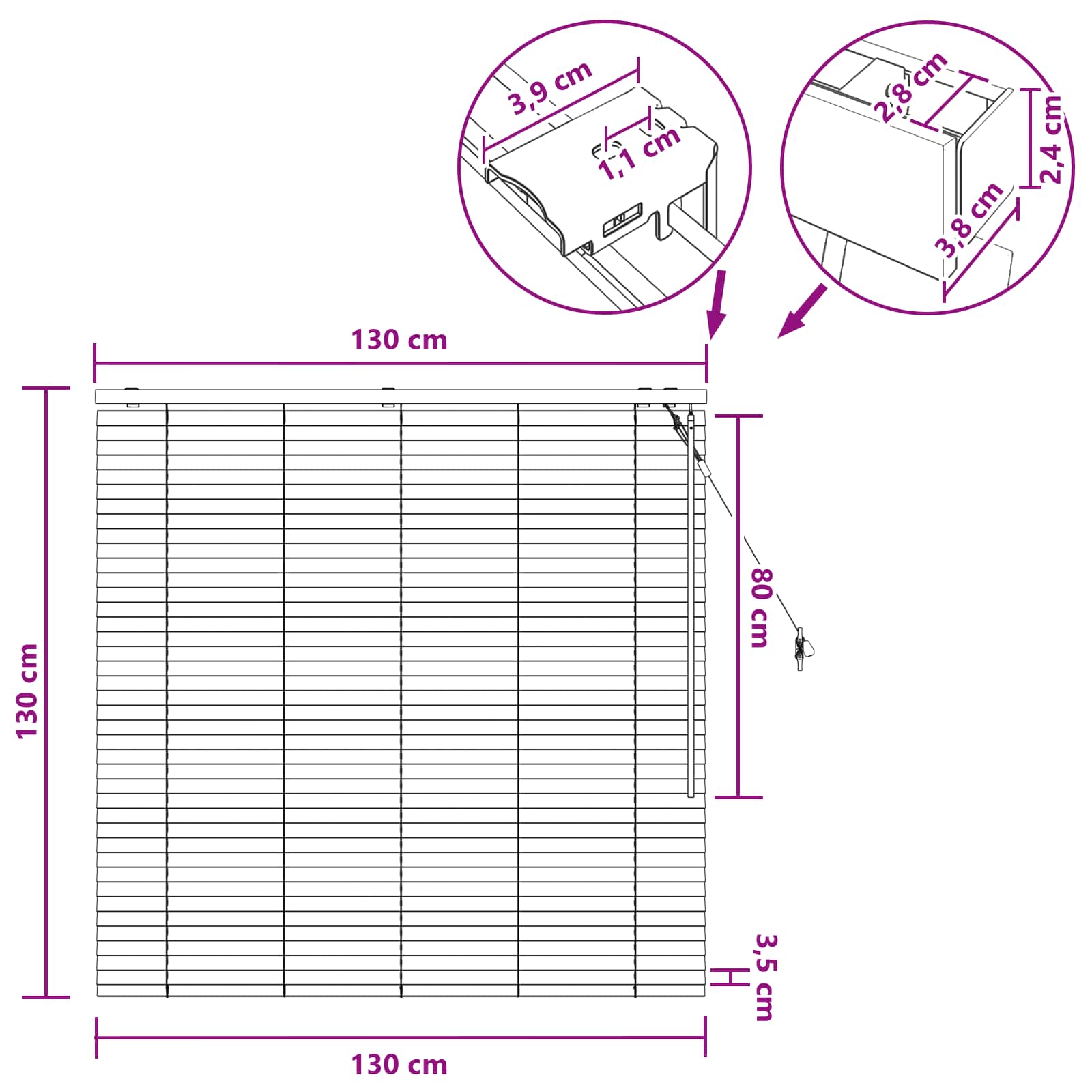 vidaXL Żaluzja wenecka Ciemny brąz 130 x 130 cm 35 mm