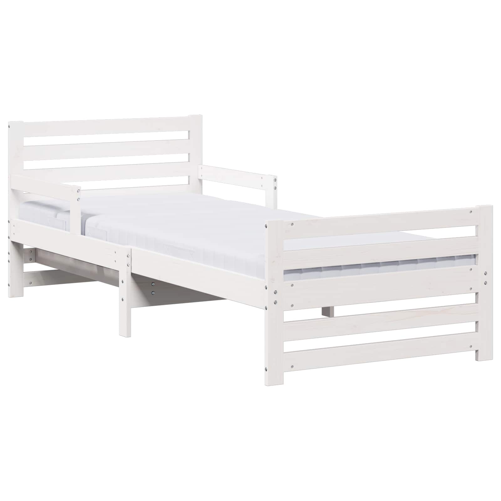 vidaXL Stelaż łóżka z rozkładaną matą Z zagłówkiem Biały 80 x 200 cm