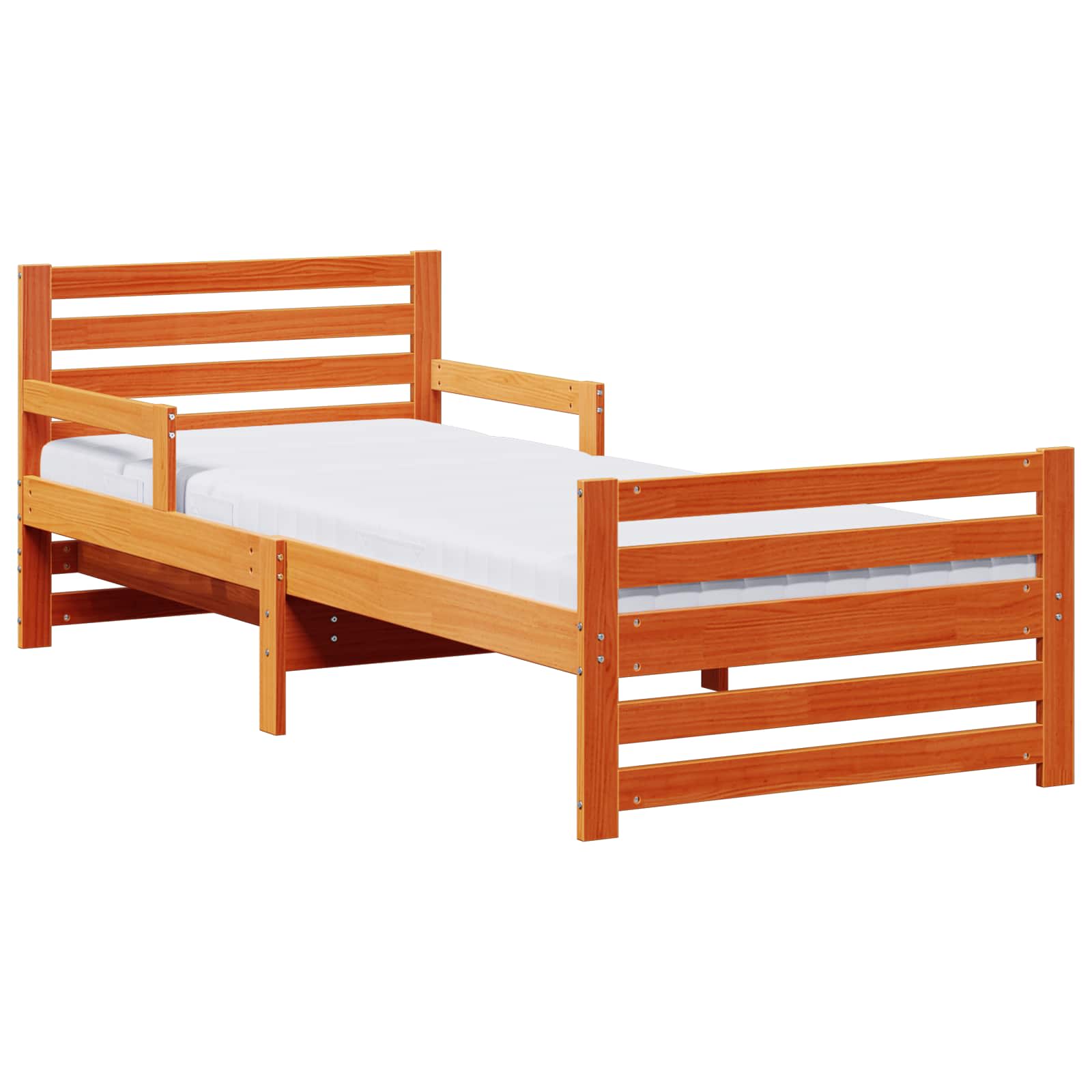 vidaXL Stelaż łóżka z rozkładaną matą Z zagłówkiem Brązowy 80 x 200 cm