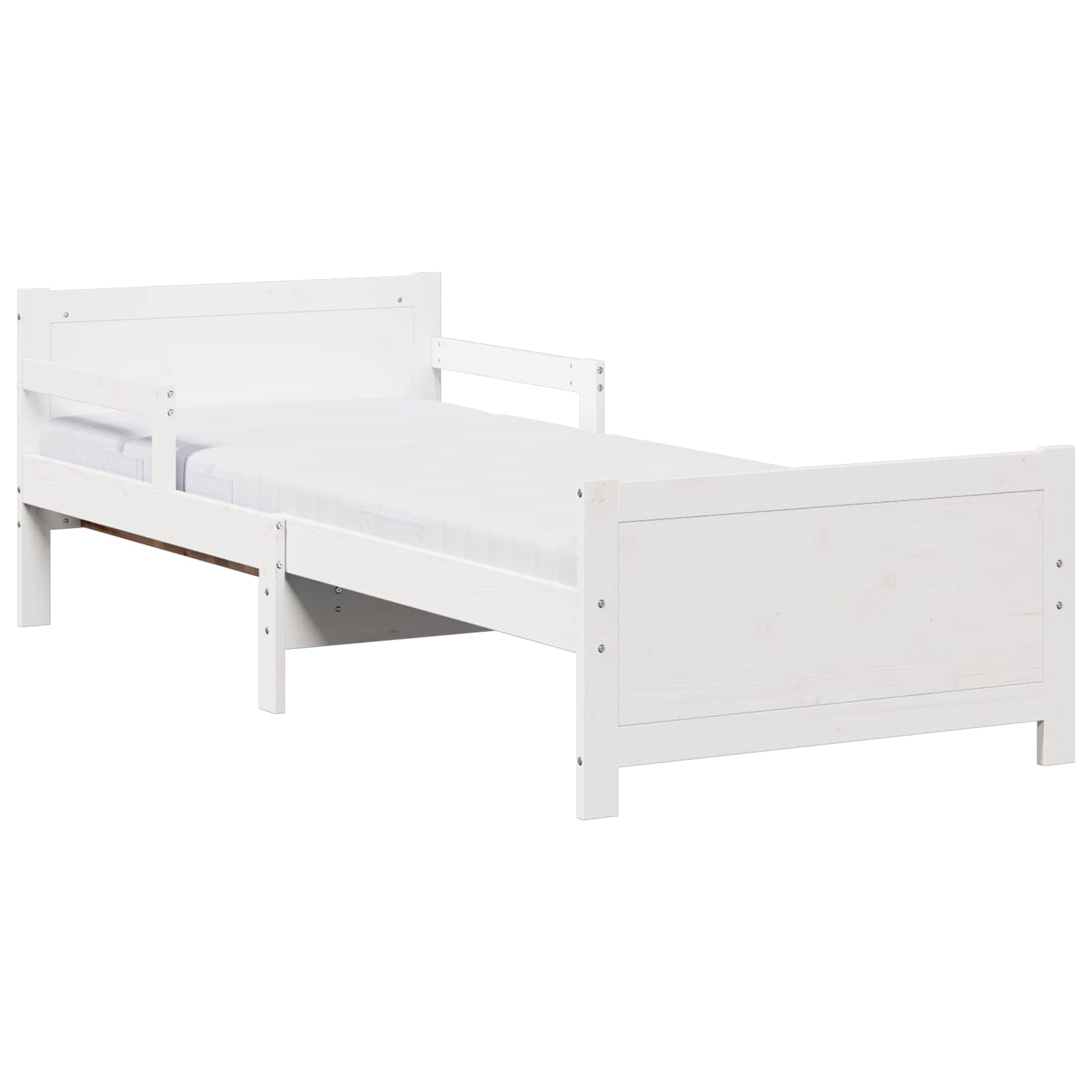 vidaXL Rama łóżka z rozkładaną matą Z zagłówkiem Biały 80 x 200 cm