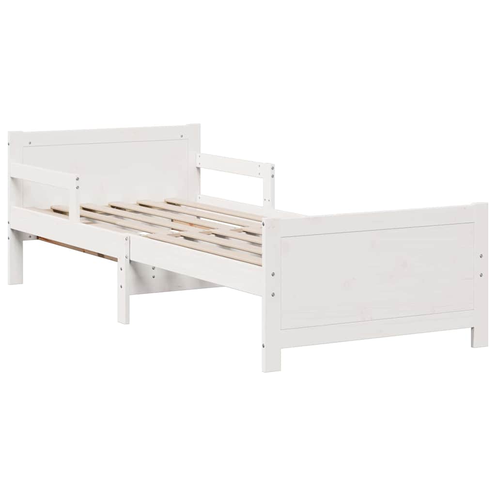 vidaXL Rama łóżka z rozkładaną matą Z zagłówkiem Biały 80 x 200 cm