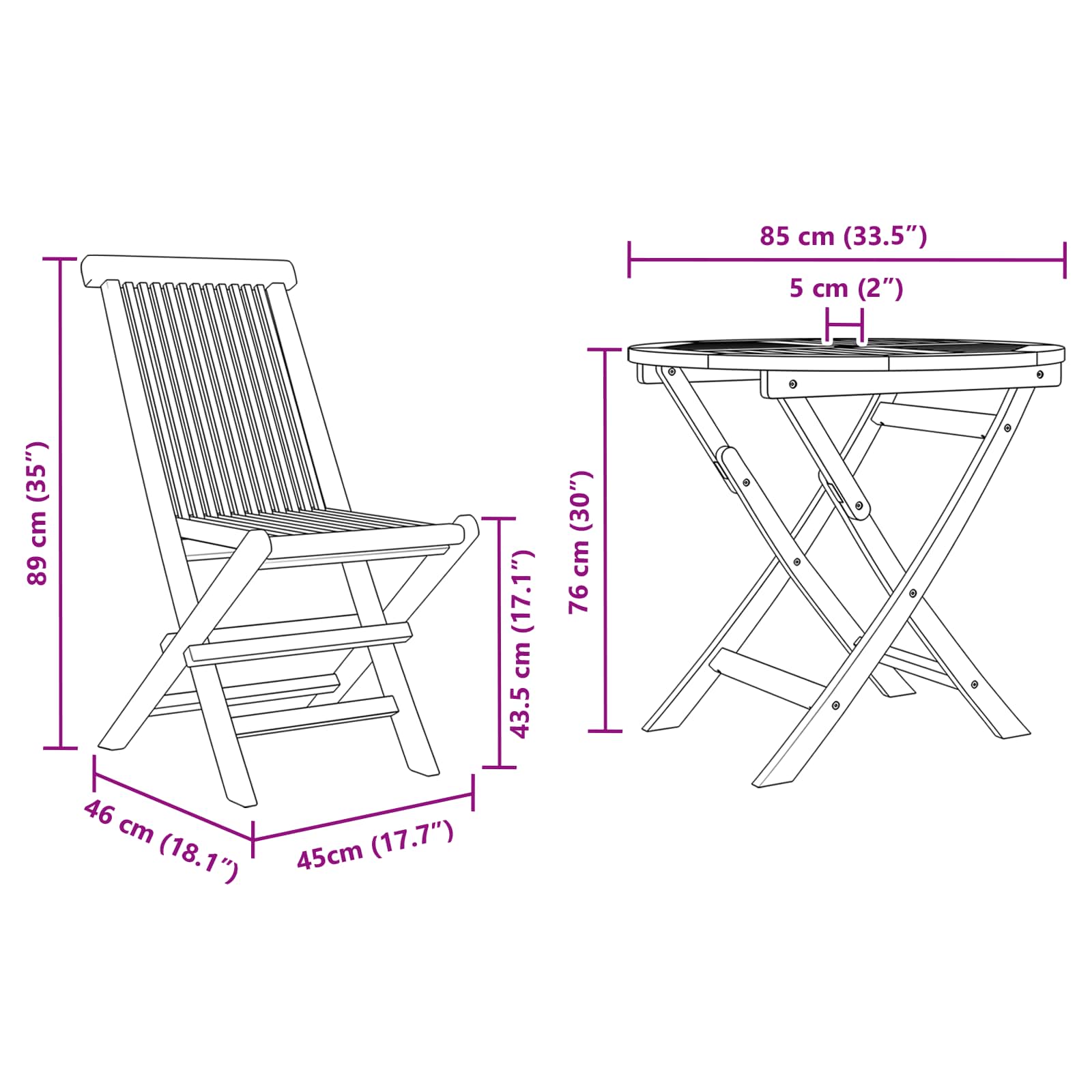 vidaXL Zestaw do jadalni w ogrodzie 3 pcs Brązowy Lite Drewno Akacji